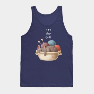 Eat Sleep Knit - Knitting With Cats Tank Top